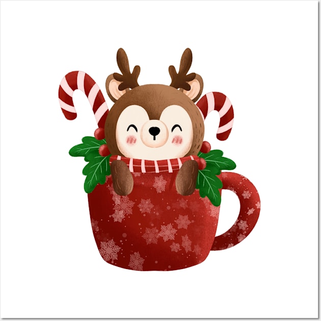 Reindeer Christmas cup Wall Art by eternalshadeart